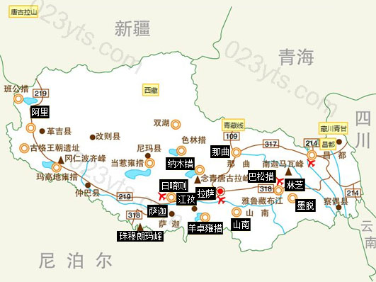 西藏旅游地圖